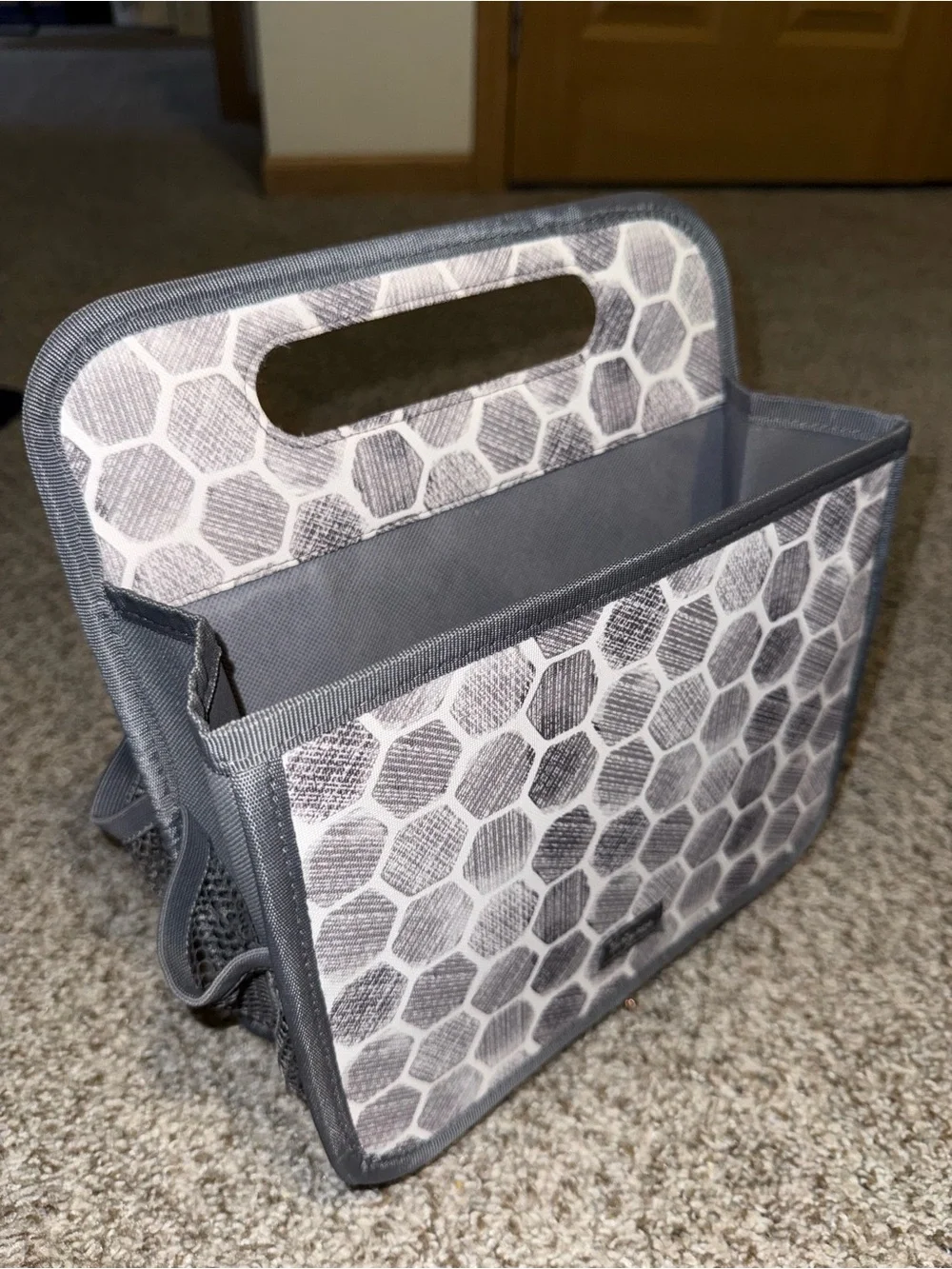 thirty-one Gray Hex Print Fabric Organizer Caddy with Handle